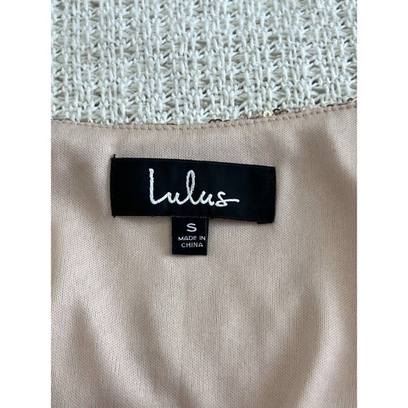 Lulus Light Up The Night Pink Champagne Sequin Shift Dress Sz Small Cocktail - Picture 7 of 7